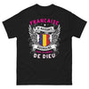 T-shirt France Roumanie noir - Française de naissance, Roumaine par la grâce de Dieu