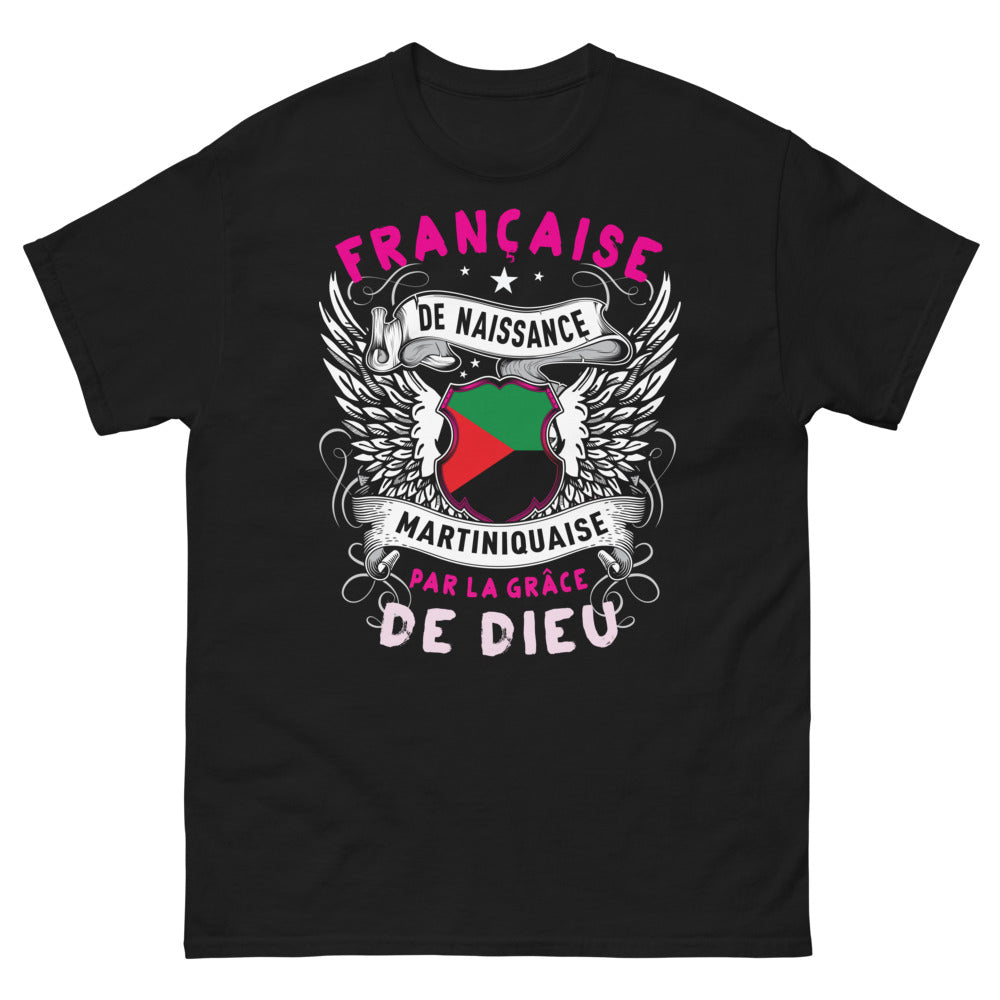 T-shirt Martinique noir - Française de naissance, Martiniquaise de cœur