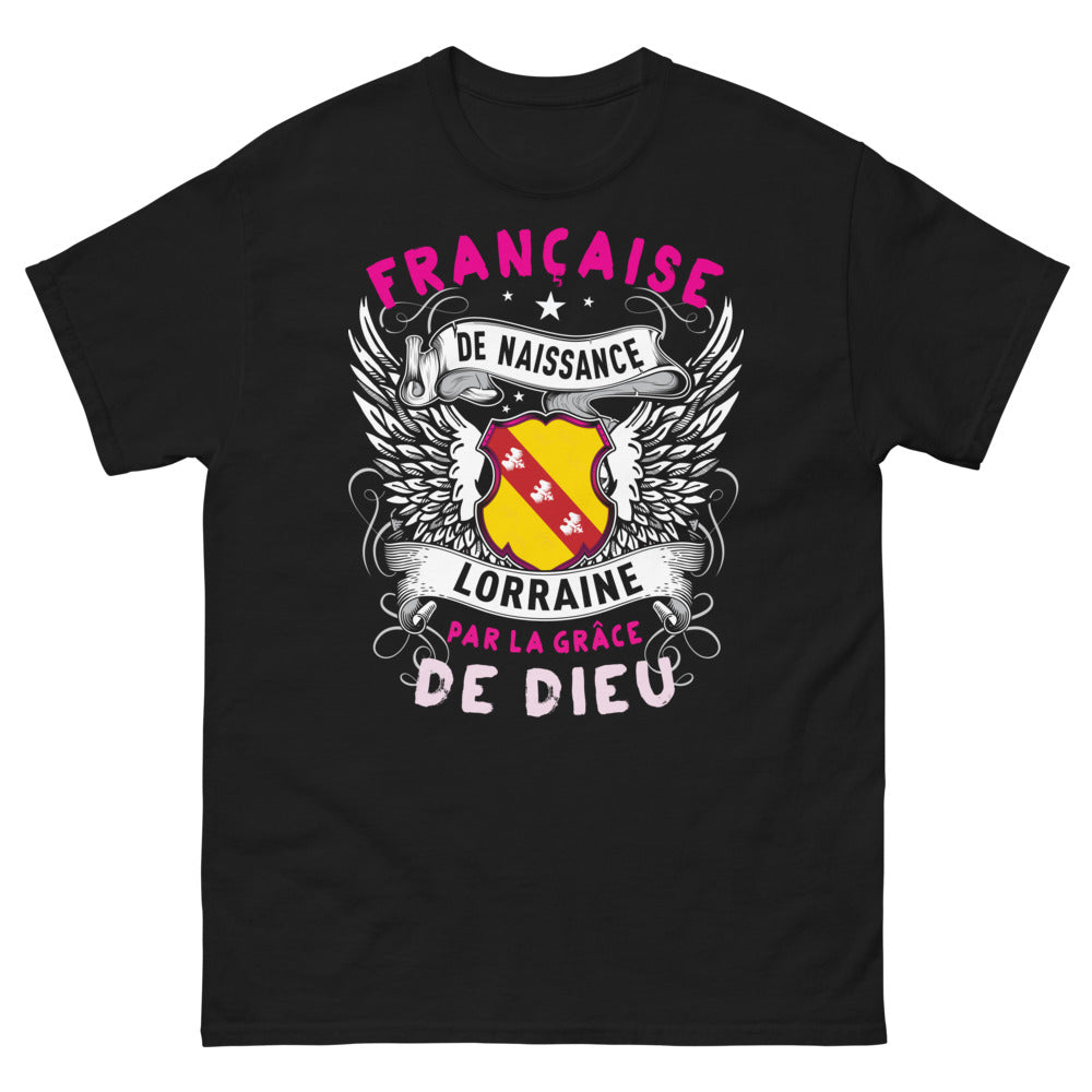 T-shirt Lorraine noir - Française de Naissance, grâce de Dieu