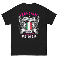 Thumbnail for T-shirt Franco-Italienne noir - Française de naissance, Italienne par la grâce de Dieu