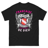 Thumbnail for T-shirt Alsace noir - Française de naissance, Alsacienne par la grâce de Dieu