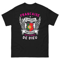 Thumbnail for T-shirt franco-portugais noir - Française de naissance, Portugaise par la grâce de Dieu