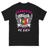 T-shirt franco-portugais noir - Française de naissance, Portugaise par la grâce de Dieu