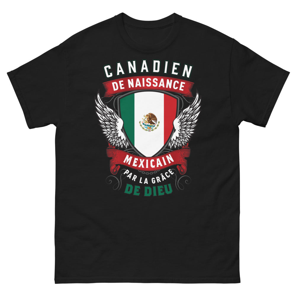 T-shirt Canada Mexique noir - Canadien de naissance, Mexicain par la grâce de Dieu
