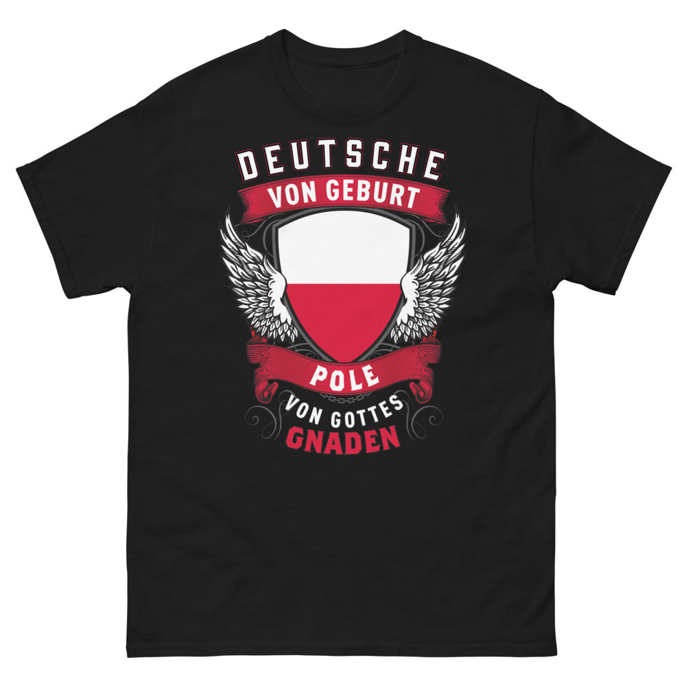 T-shirt Allemagne Pologne noir - Deutsche von Geburt, Pole von Gottes Gnaden
