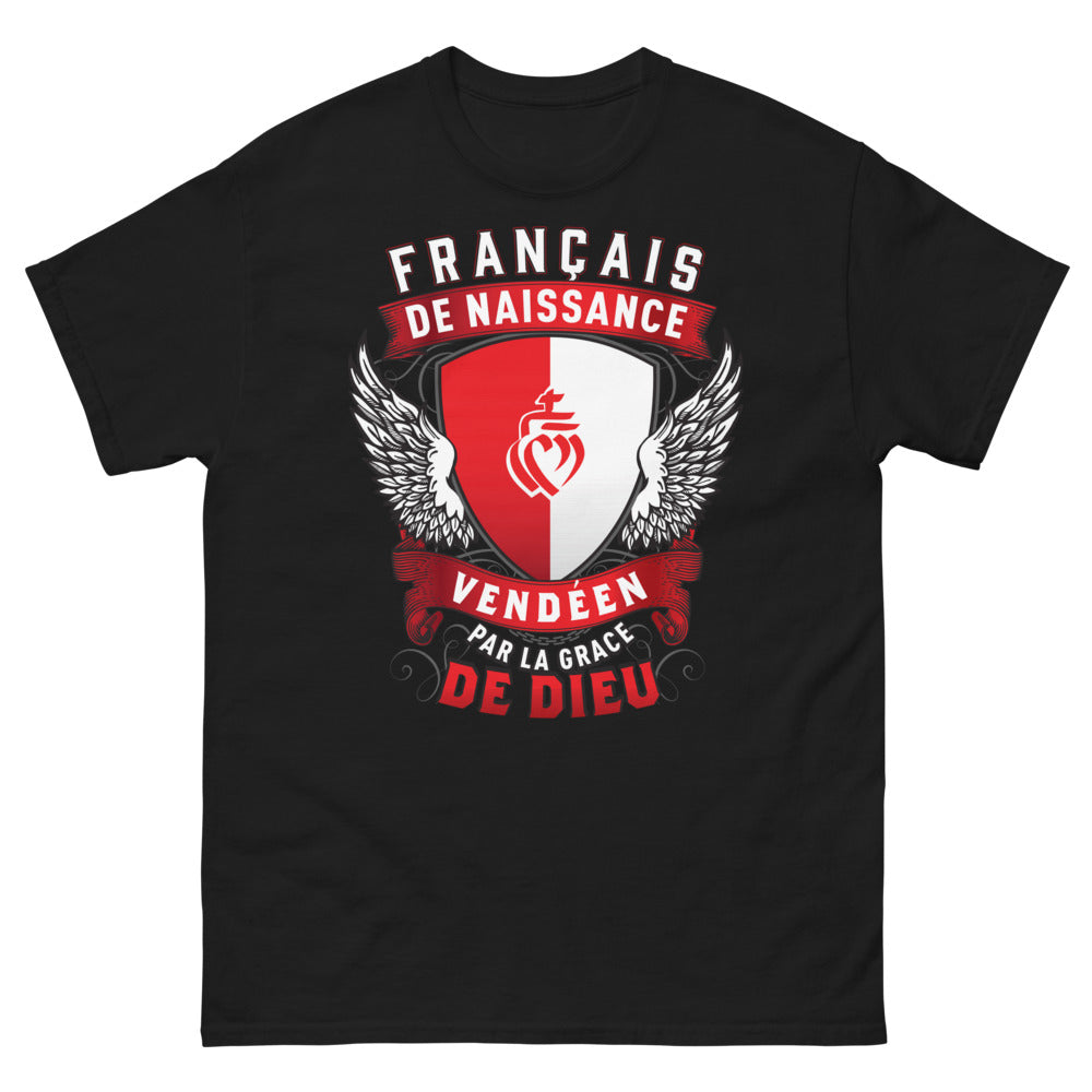 T-shirt Vendée noir - Né vendéen par la grâce de Dieu