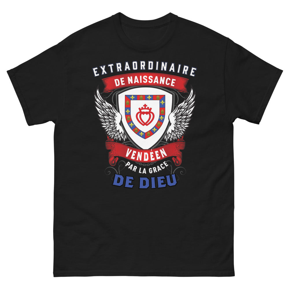 T-shirt Vendée noir - Véritable Vendéen par la Grâce de Dieu