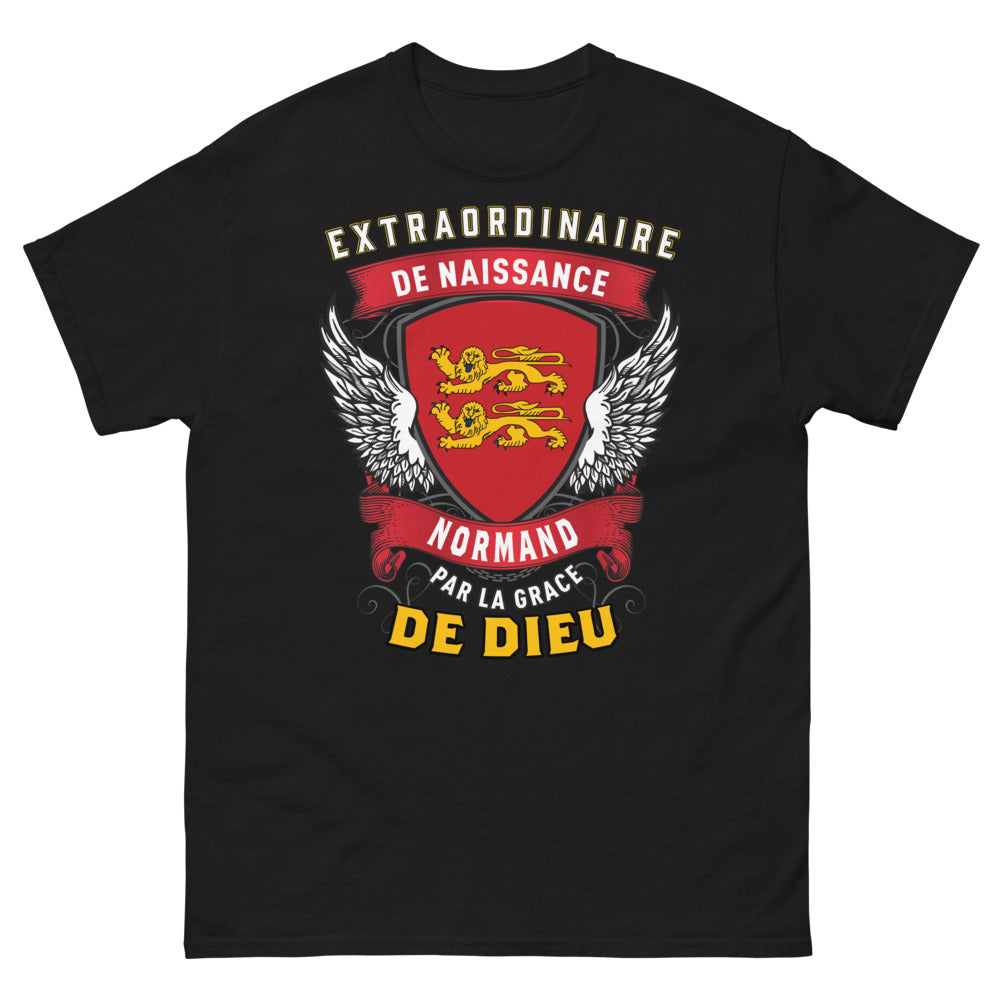 T-shirt Normandie noir - Normand de naissance, par la grâce de Dieu