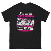Thumbnail for T-shirt auxiliaire de puériculture noir - presque super-woman