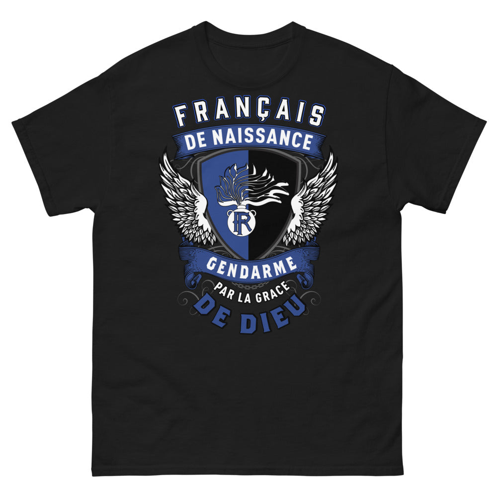 T-shirt gendarme noir - Français de naissance et fier de l’être