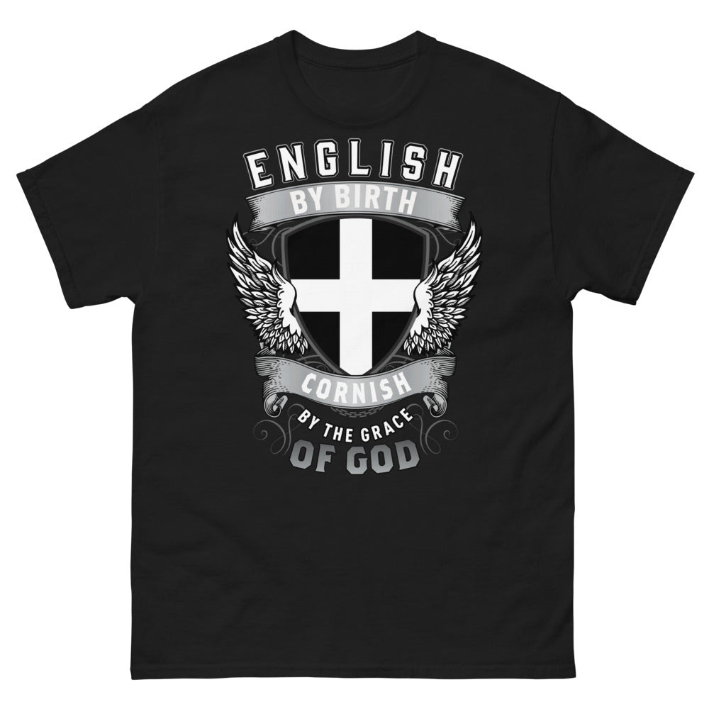 T-shirt Cornouailles noir - English by Birth, Cornish by the Grace of God