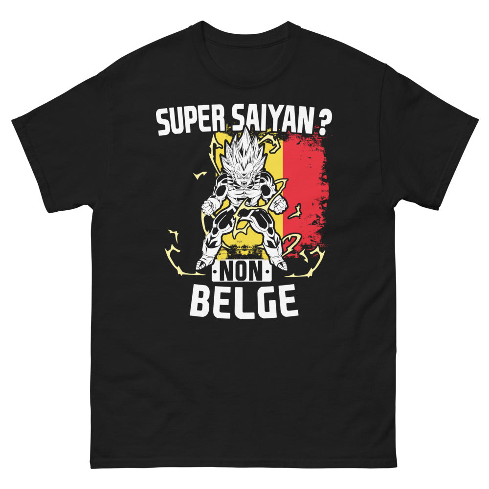 T-shirt Non Belge noir - Super Saiyan, humour régional