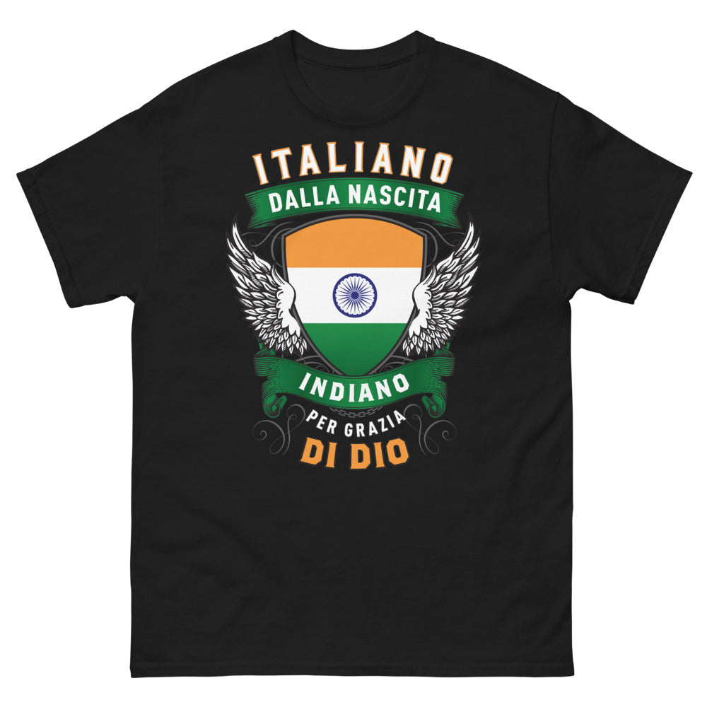 T-Shirt Italia-India nera - Italiano dalla Nascita