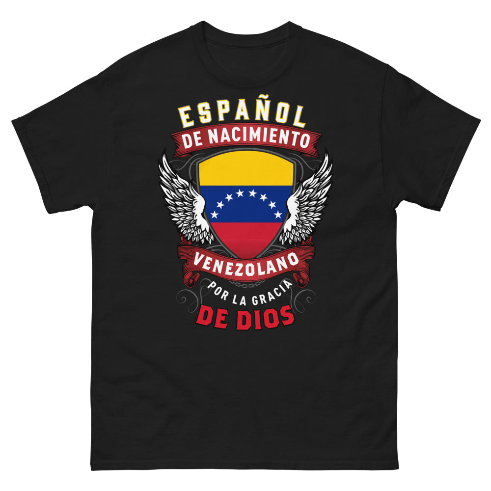T-shirt Venezuela noir - Español de nacimiento, venezolano por la gracia de Dios