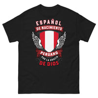 Thumbnail for T-shirt Espagne & Pérou noir - Española de Nacimiento, Peruano por la Gracia de Dios