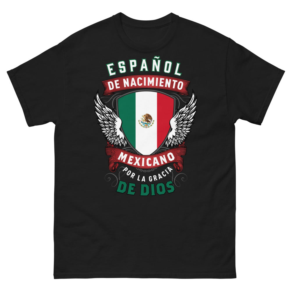 T-shirt Mexique noir - Español de nacimiento, mexicano por la gracia de Dios