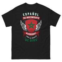 Thumbnail for T-shirt Espagne Maroc noir - Español de nacimiento, marroquí por gracia de Dios