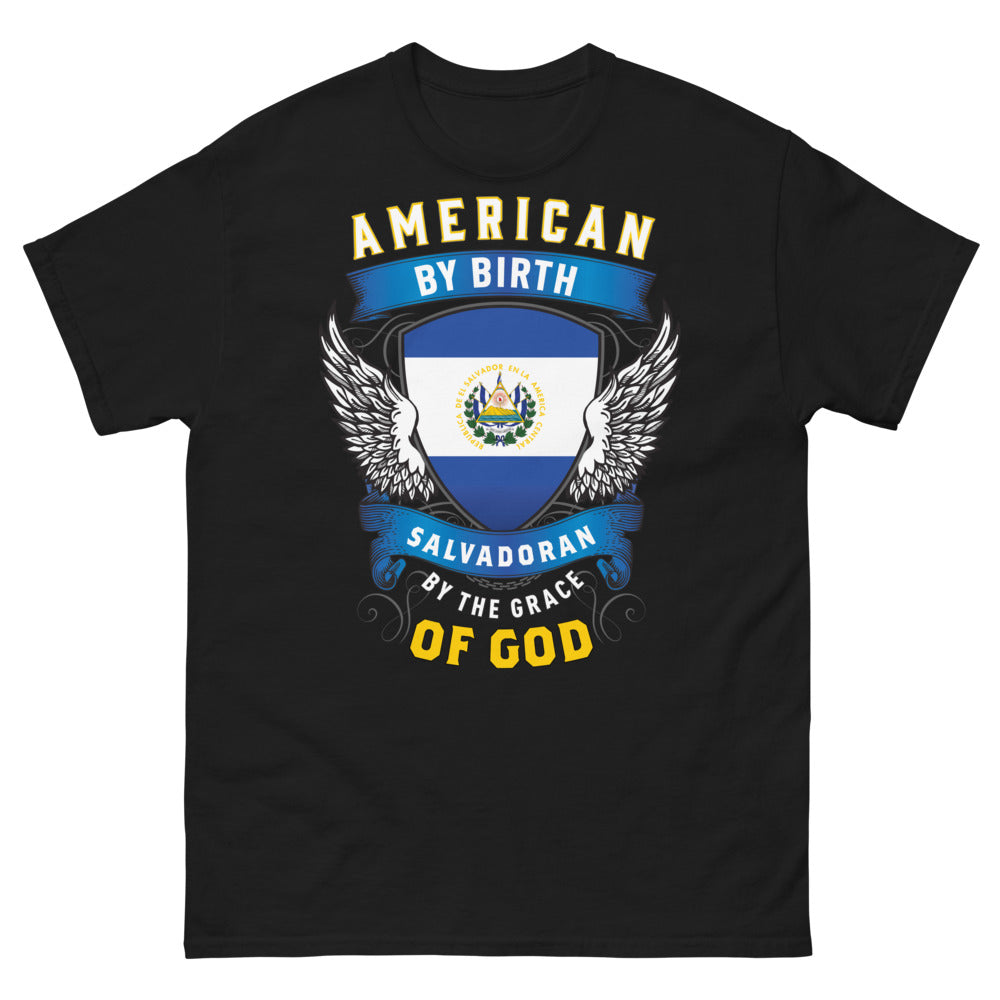 T-shirt USA Salvador noir - American by Birth, Salvadoran by Grace