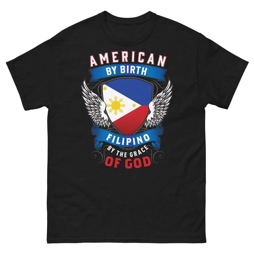 T-shirt Filipino American noir - American by Birth, Filipino by the Grace of God
