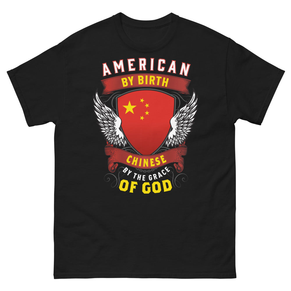 T-shirt américano-chinois noir - American by Birth, Chinese by Grace of God