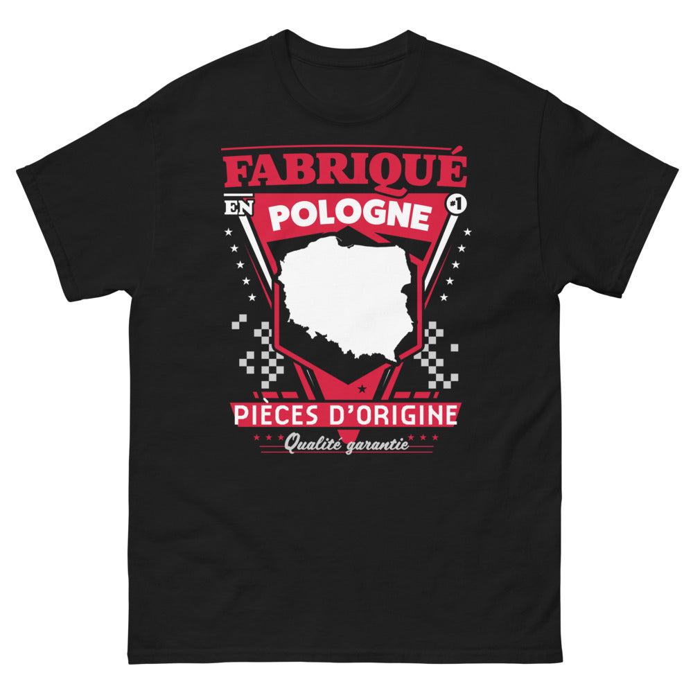 T-shirt Pologne noir - Fabriqué en Pologne, pièces d'origine