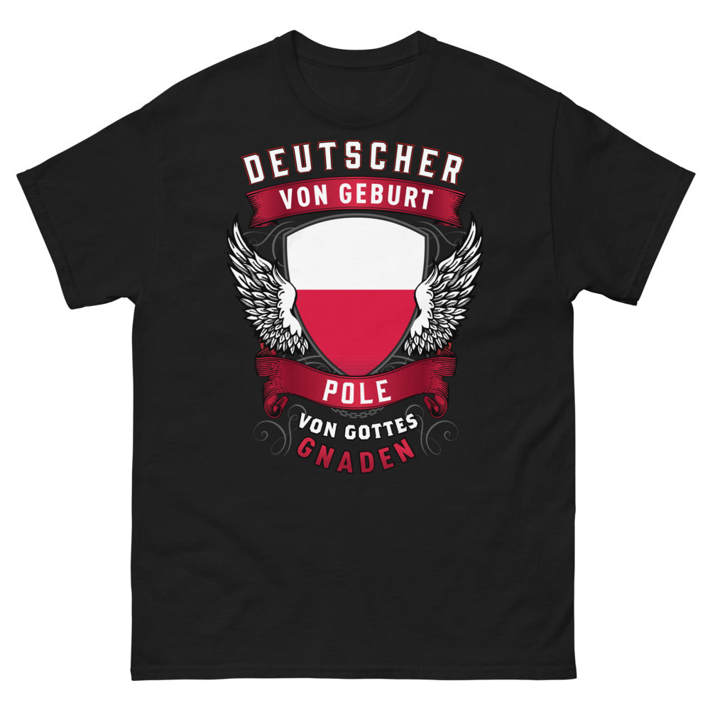 T-shirt Allemagne Pologne noir - Deutscher von Geburt, Pole von Gottes Gnaden