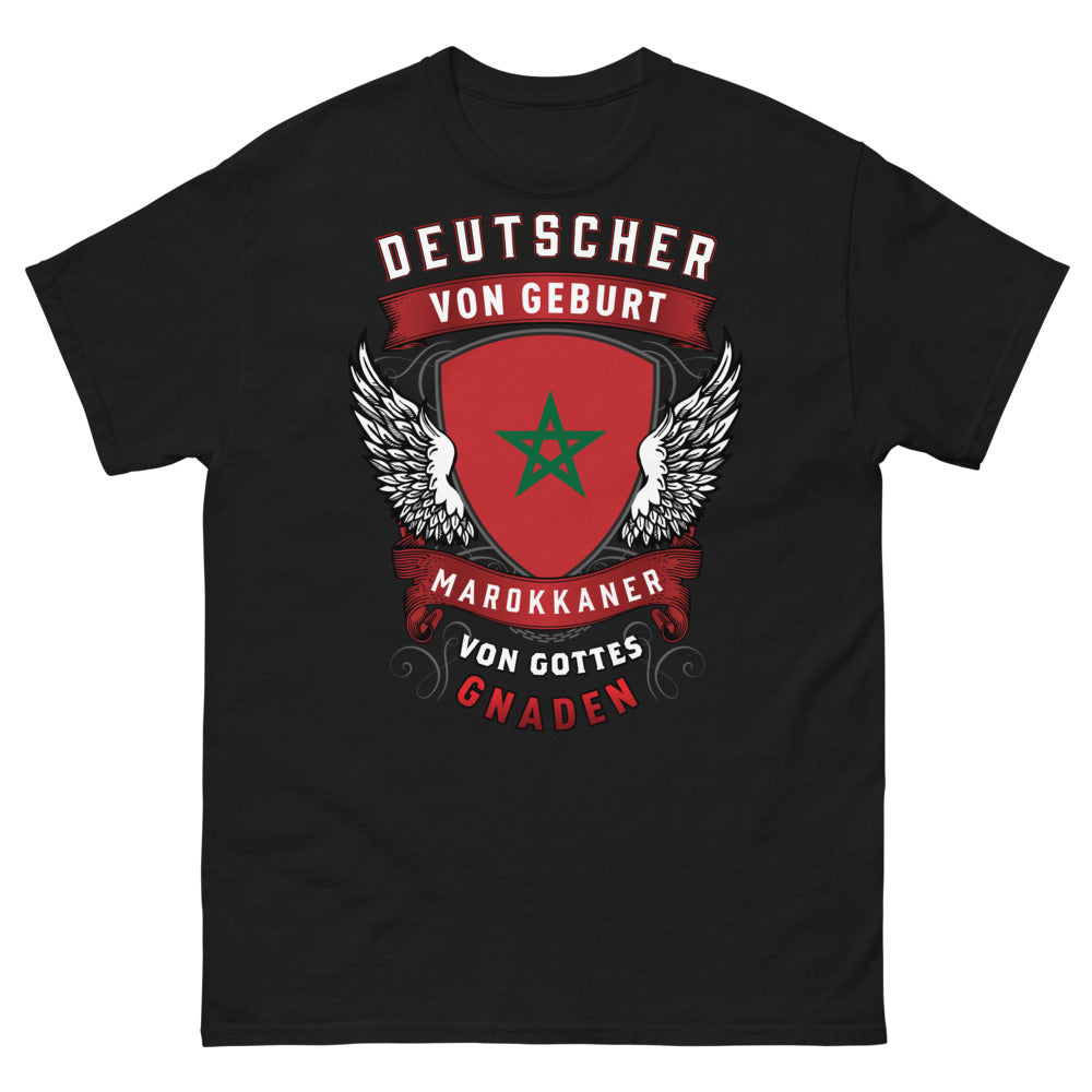 T-shirt Allemagne Maroc noir - Deutscher von Geburt, Marokkaner von Gottes Gnaden