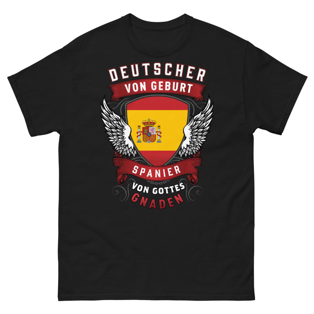 T-shirt Allemagne Espagne noir - Deutscher von Geburt, Spanier von Gottes Gnaden