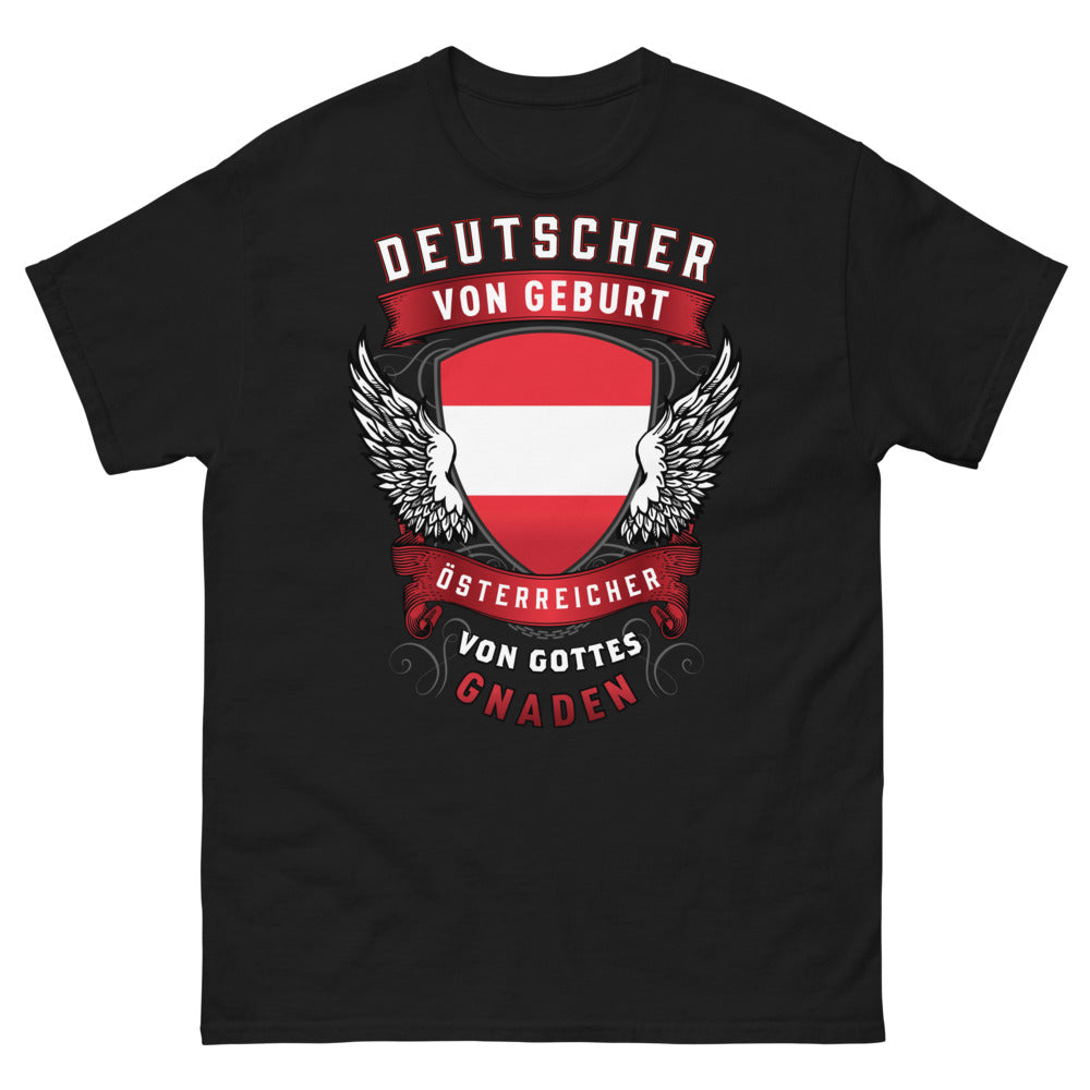 T-shirt Allemagne Autriche noir - Deutscher von Geburt, Österreicher von Gottes Gnaden