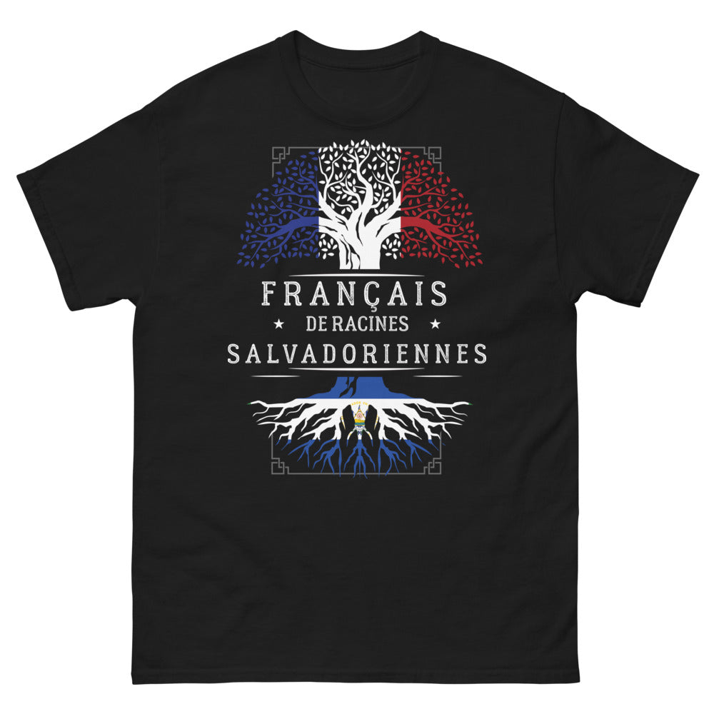 T-shirt français racines salvadoriennes noir - fièrement français de racines salvadoriennes