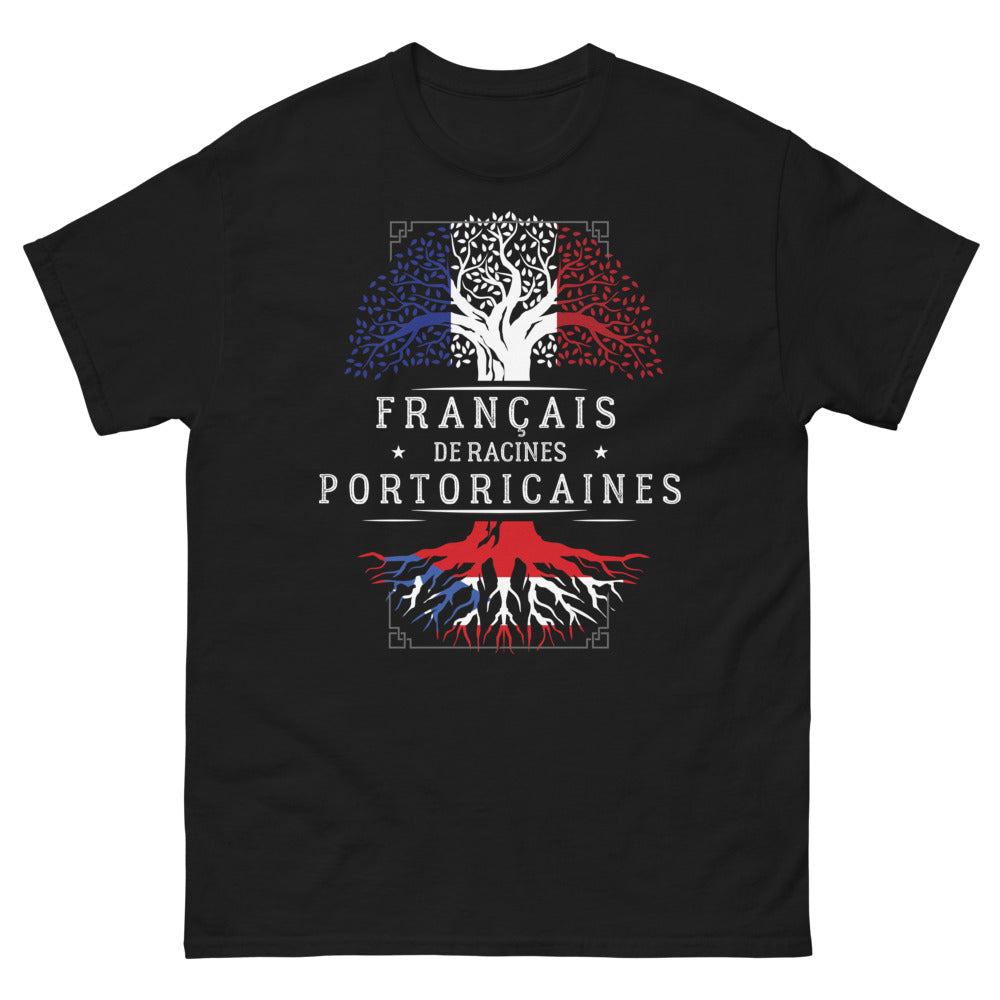 T-shirt France & Porto Rico noir - Français de racines portoricaines
