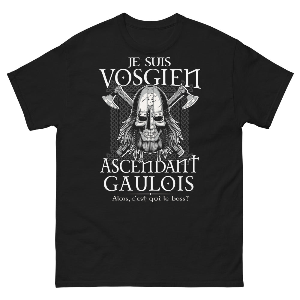 T-shirt Vosgien noir - Je suis Vosgien ascendant Gaulois