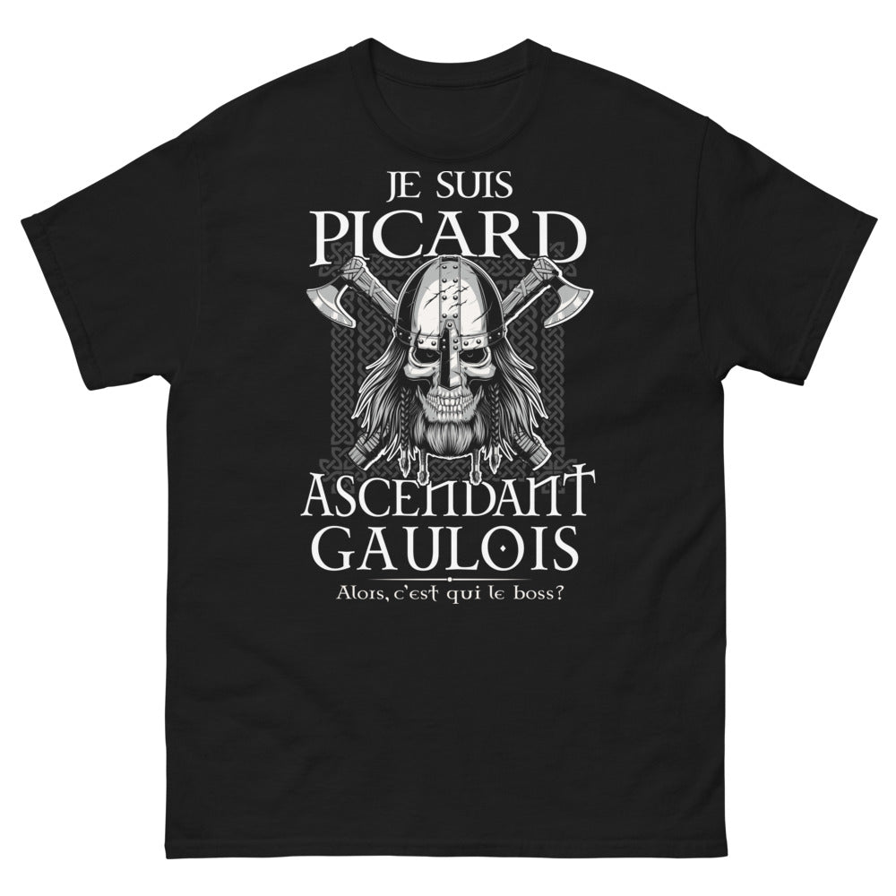 T-shirt Picardie noir - Je suis picard ascendant gaulois