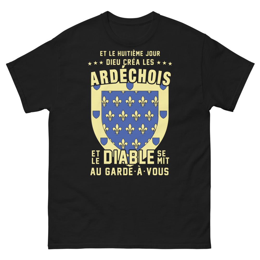 T-shirt Ardéchois noir - Et le 8e jour Dieu créa les Ardéchois