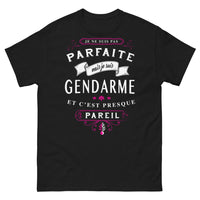 Thumbnail for T-shirt gendarme noir - je ne suis pas parfaite, gendarme, presque pareil