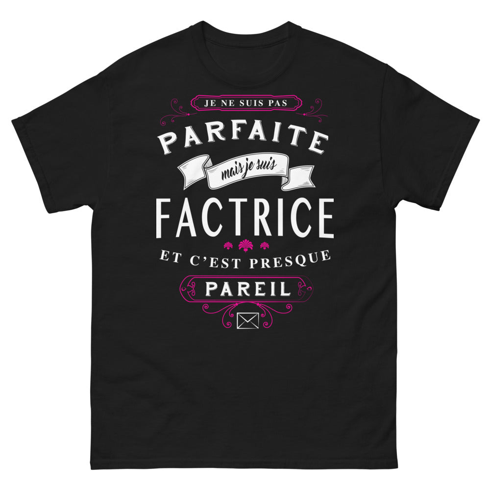 T-shirt factrice noir - Je ne suis pas parfaite