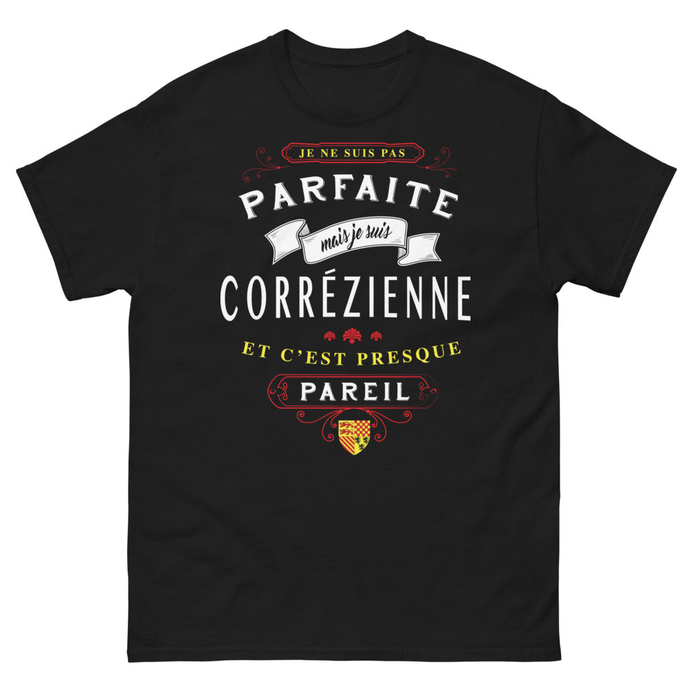 T-shirt Corrèze noir - Je ne suis pas parfaite, Corrézienne