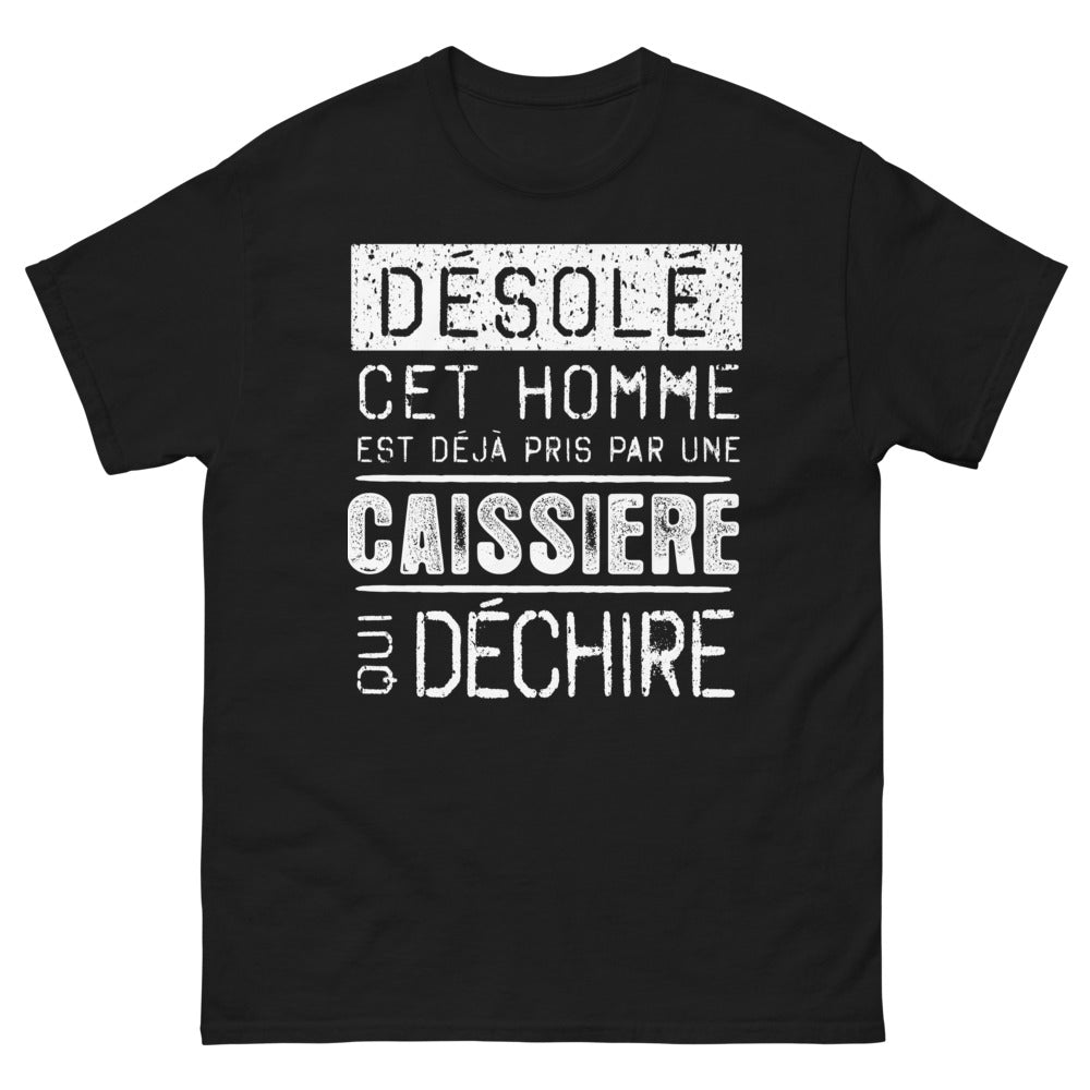 T-shirt caissière noir - déjà pris par une caissière déchirée
