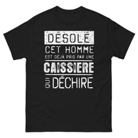 Thumbnail for T-shirt caissière noir - déjà pris par une caissière déchirée