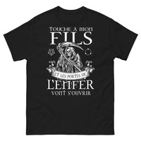 Thumbnail for T-shirt humour noir parents noir - Touche à mon fils, portes de l'enfer