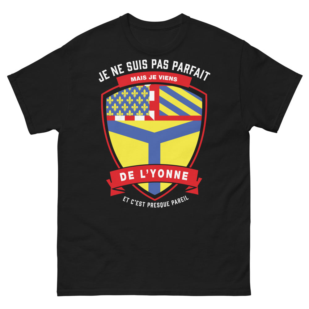 T-shirt Yonne noir - Je ne suis pas parfait mais je viens de l'Yonne