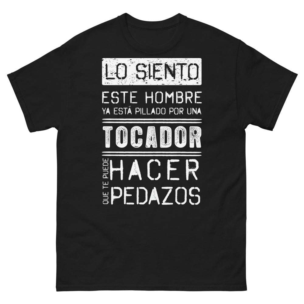 T-shirt barbero noir - esposo atrapado, humor en español