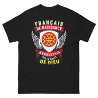 Thumbnail for T-shirt Héraultais noir - Français de naissance, grâce de Dieu