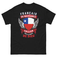 Thumbnail for T-shirt France Chili noir - Français de naissance, Chilien par la grâce de Dieu