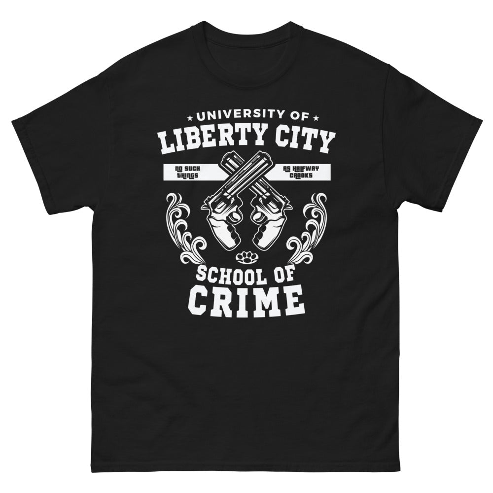 T-shirt Liberty City Crime School noir - no halfway crooks