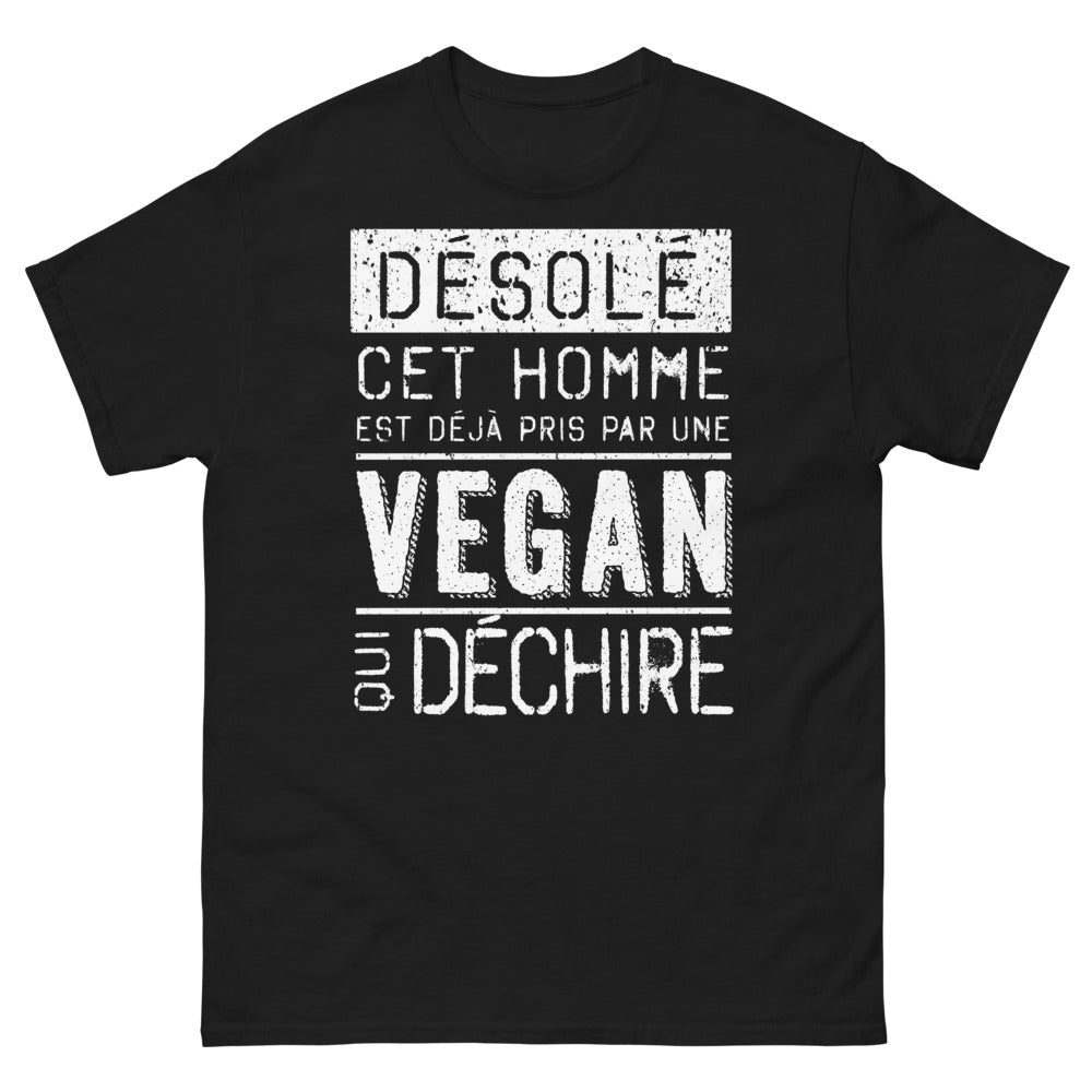 T-shirt vegan noir - Désolé, cet homme est déjà pris par une vegan