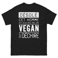 Thumbnail for T-shirt vegan noir - Désolé, cet homme est déjà pris par une vegan