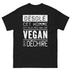 T-shirt vegan noir - Désolé, cet homme est déjà pris par une vegan