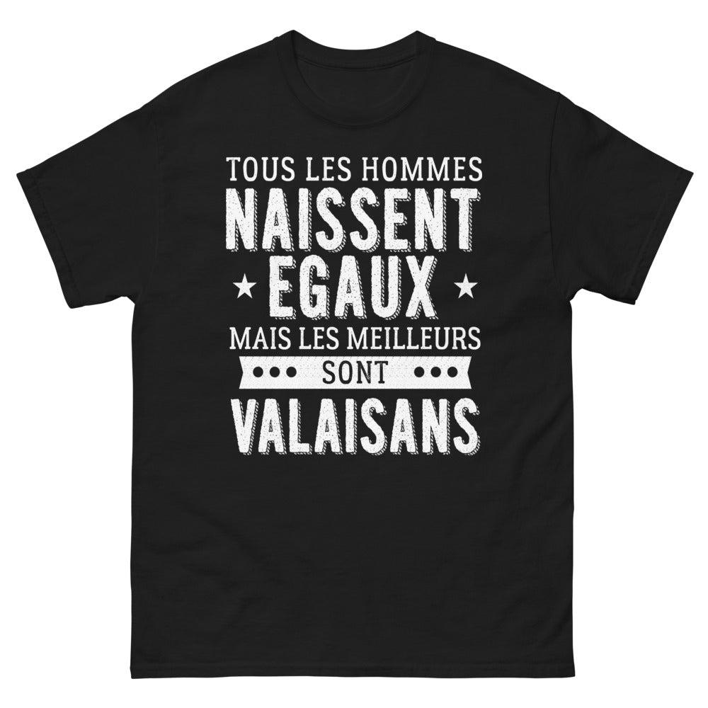 T-shirt Valais noir - Tous naissent égaux, les meilleurs sont Valaisans