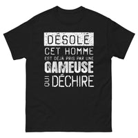 Thumbnail for T-shirt gamer noir - Désolé, cet homme est pris par une gameuse